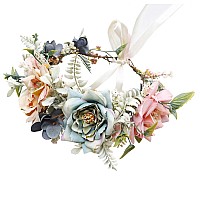 Vivivalue Fairy Floral Crown Woodland Elf Flower Headband Elven Wreath For Women Girls Halloween Wedding Cosplay Photo Props