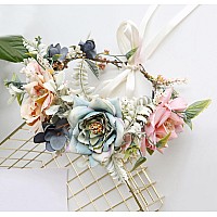 Vivivalue Fairy Floral Crown Woodland Elf Flower Headband Elven Wreath For Women Girls Halloween Wedding Cosplay Photo Props