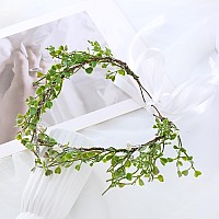 Vivivalue Fairy Flower Crown Floral Headband Elf Headpiece For Women Girls Wedding Cosplay Party Halloween Bridal Shower