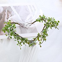 Vivivalue Fairy Flower Crown Floral Headband Elf Headpiece For Women Girls Wedding Cosplay Party Halloween Bridal Shower