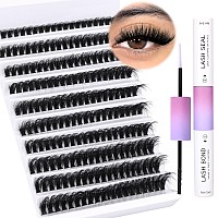 Lash Extension Kit Bond And Seal Eyelash Extensions Kit 200Pcs Wispy Fluffy Lash Clusters Kit Cd Curl Individual Lashes Kit By R