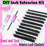 Lash Extension Kit Bond And Seal Eyelash Extensions Kit 200Pcs Wispy Fluffy Lash Clusters Kit Cd Curl Individual Lashes Kit By R