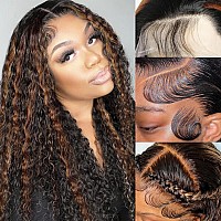 Xzz Ombre Highlight Lace Front Wigs Human Hair 1B30 Black And Brown Deep Wave Wigs Human Hair Honey Blonde Human Hair 13X4 Hd L