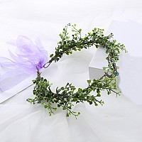 Vivivalue Woodland Flower Crown Elf Headband Fairy Headpiece Elven Circlet For Party Cosplay Halloween Renaissance Wedding Birth