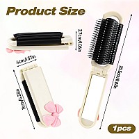 Folding Travel Hair Brush With Removable Mirror Collapsible Compact Design Massage Comb For Gym Trips Purse Swimming Cream