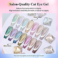 Mizhse Cat Eye Gel Nail Polish Auroras Magnetic Gel Polish Set 8 Colors With Magnet Stick Shiny Glitter Cateye Gel Polish Blue