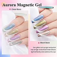 Mizhse Cat Eye Gel Nail Polish Auroras Magnetic Gel Polish Set 8 Colors With Magnet Stick Shiny Glitter Cateye Gel Polish Blue