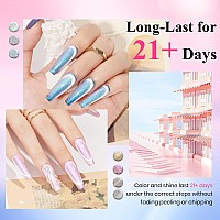 Mizhse Cat Eye Gel Nail Polish Auroras Magnetic Gel Polish Set 8 Colors With Magnet Stick Shiny Glitter Cateye Gel Polish Blue