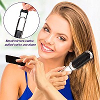 2 Pack Folding Travel Hair Brush For Women And Men Small Portable Hairbrush With Mirror Mini Collapsible Pocket Size Brush Comp