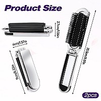 2 Pack Folding Travel Hair Brush For Women And Men Small Portable Hairbrush With Mirror Mini Collapsible Pocket Size Brush Comp