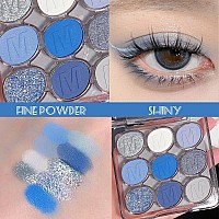 9 Colors Blue Silver Matte Shimmer Eyeshadow Palette For Eye Makeup High Pigmented White Gray Eye Shadow Primers Powder Palet De