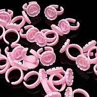 Akstore 200Pcs Disposable Makeup Glue Rings Plastic Nail Art Tattoo Glue Rings Holder Eyelash Extension Rings Adhesive Pigment H