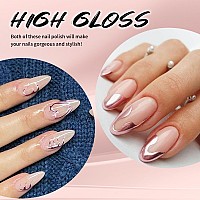 Ushinein 12Ml Metallic Painting Gel Liner Nail Art 3D Mirror Chrome Effect Metal Painted Drawing Gel Build In Thin Brush Soak O