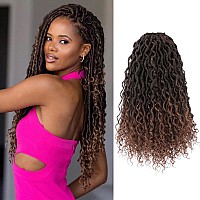 New Goddess Locs Crochet Hair 8 Packs 14 Ombre River Locs Crochet Hair Prelooped Faux Locs Crochet Hair With Curly End Boho Hi