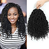 8 Packs New Goddess Locs Crochet Hair 14Inch River Locs Crochet Hair With Curly End Curly Faux Locs Crochet Braids Hair For Blac