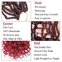 Leeven 7 Packs Faux Locs Crochet Hair With Curly Ends 10 Inch Prelooped Goddess Locs Crochet Braids Hair 84 Strands Burgundy Bo