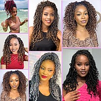 Leeven 7 Packs Faux Locs Crochet Hair With Curly Ends 10 Inch Prelooped Goddess Locs Crochet Braids Hair 84 Strands Burgundy Bo