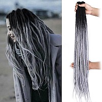 Quisduis 30 Inch Gray Dreadlock Extensions 20 Strands Synthetic Single Ended Dreads Thin Soft Crochet Dreads Extensions Hippie