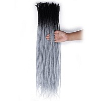 Quisduis 30 Inch Gray Dreadlock Extensions 20 Strands Synthetic Single Ended Dreads Thin Soft Crochet Dreads Extensions Hippie