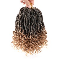 Leeven 7 Packs Faux Locs Crochet Hair With Curly Ends 10 Inch Prelooped Goddess Locs Crochet Braids Hair 84 Strands Ombre Blond