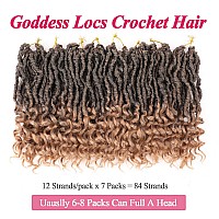 Leeven 7 Packs Faux Locs Crochet Hair With Curly Ends 10 Inch Prelooped Goddess Locs Crochet Braids Hair 84 Strands Ombre Blond