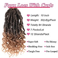 Leeven 7 Packs Faux Locs Crochet Hair With Curly Ends 10 Inch Prelooped Goddess Locs Crochet Braids Hair 84 Strands Ombre Blond