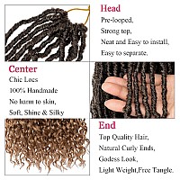 Leeven 7 Packs Faux Locs Crochet Hair With Curly Ends 10 Inch Prelooped Goddess Locs Crochet Braids Hair 84 Strands Ombre Blond