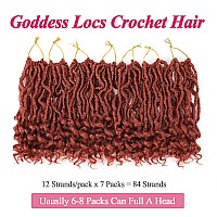 Leeven 7 Packs Faux Locs Crochet Hair With Curly Ends 10 Inch Prelooped Goddess Locs Crochet Braids Hair 84 Strands Copper Red