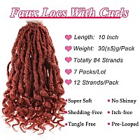 Leeven 7 Packs Faux Locs Crochet Hair With Curly Ends 10 Inch Prelooped Goddess Locs Crochet Braids Hair 84 Strands Copper Red