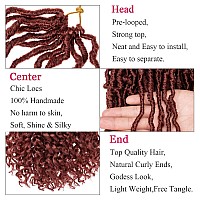 Leeven 7 Packs Faux Locs Crochet Hair With Curly Ends 10 Inch Prelooped Goddess Locs Crochet Braids Hair 84 Strands Copper Red