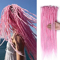 Quisduis 16 Inch 30 Strands Lavender Purple Dreadlock Extensions Synthetic Single Ended Dreads Thin Soft Crochet Dreads Extensi