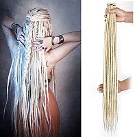 Quisduis 30 Inch 40 Strands 613 Blonde Dreadlock Extensions Synthetic Single Ended Dreads Thin Soft Crochet Dreads Extensions H