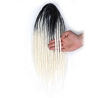 Quisduis 16 Inch Double Ended Dreadlock Extensions 10 Strands Black To White Synthetic De Dreads Thin Soft Fake Dreads Hippie S