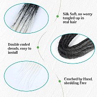 Quisduis 16 Inch Double Ended Dreadlock Extensions 10 Strands Black To White Synthetic De Dreads Thin Soft Fake Dreads Hippie S