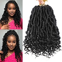 Leeven 7 Packs Faux Locs Crochet Hair With Curly Ends 10 Inch Prelooped Goddess Locs Crochet Braids Hair 84 Strands Natural Bla