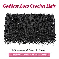 Leeven 7 Packs Faux Locs Crochet Hair With Curly Ends 10 Inch Prelooped Goddess Locs Crochet Braids Hair 84 Strands Natural Bla