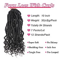 Leeven 7 Packs Faux Locs Crochet Hair With Curly Ends 10 Inch Prelooped Goddess Locs Crochet Braids Hair 84 Strands Natural Bla