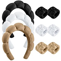 Skincare Headbands For Women Headband For Washing Face 3 Pack Spa Headband And 6 Pack Wrist Washband Set Sponge Terry Cloth Hea