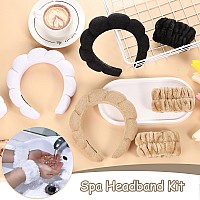 Skincare Headbands For Women Headband For Washing Face 3 Pack Spa Headband And 6 Pack Wrist Washband Set Sponge Terry Cloth Hea