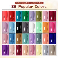 Jodsone 36 Pcs Gel Polish Kit With U V Light 4 Bottles Of Base Coat Glossy Matte Glitter Top Coat