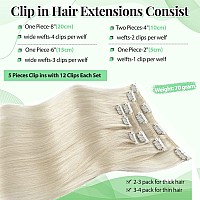 Clip In Hair Extensions Human Hair 60 Platinum Blonde 14 Inch Clip Ins Extensions Real Human Hair Extenesions Seamless Natural