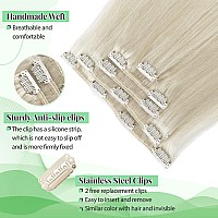 Clip In Hair Extensions Human Hair 60 Platinum Blonde 14 Inch Clip Ins Extensions Real Human Hair Extenesions Seamless Natural