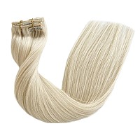 Clip In Hair Extensions Human Hair 60 Platinum Blonde 14 Inch Clip Ins Extensions Real Human Hair Extenesions Seamless Natural