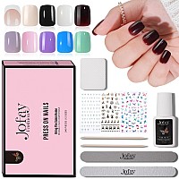 240Pcs 10Packs Press On Nails Short Square Artificial Fake False Nails Set With Nails Glue Full Cover French Nail Tip Mix Solid