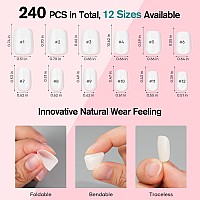 240Pcs 10Packs Press On Nails Short Square Artificial Fake False Nails Set With Nails Glue Full Cover French Nail Tip Mix Solid