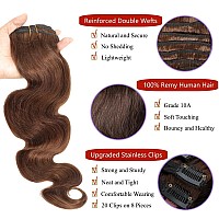 Lumiere Clip In Hair Extensions 120G Medium Brown Body Wave Clip In Extensions Human Hair For Black Women Seamless Clip Ins 8Pcs