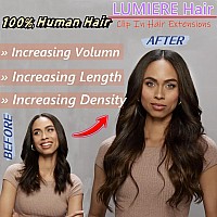 Lumiere Clip In Hair Extensions Real Human Hair 8 Pcs 20 Clips 120G Seamless Body Wave Clip In Extensions Black Women Seamless C