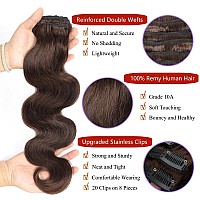 Lumiere Clip In Hair Extensions Real Human Hair 8 Pcs 20 Clips 120G Seamless Body Wave Clip In Extensions Black Women Seamless C