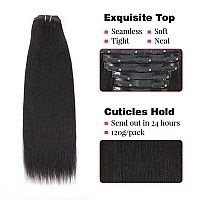 Sassina Seamless Clip In Hair Extensions Human Hair 14 Inch 120 Gram Natural Black Yaki Straight Clip In Hair Extensions Remy Re