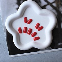 Red Press On Nails Short Medium Square Glue On Nails Set Kqueenest Solid Color Fake Nails Short Coffin Acrylic Nails Press On Ge